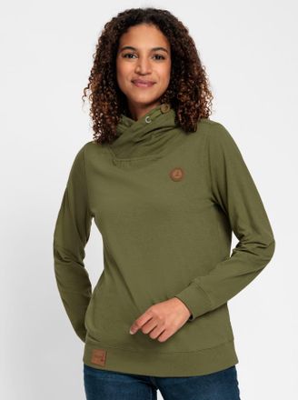 Casual Looks Sweatshirt CASUAL LOOKS, Damen, Gr. 36, gr&uuml;n (oliv), 50% Baumwolle, 50% Polyester, unifarben, Sweatshirts Sweatshirt