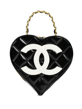 Chanel 1995 CC Heart diamond-quilted vanity bag - Black