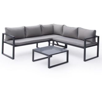 Happy Garden Conjunto De Jard&iacute;n Ajustable Ibiza Tela Gris 4 Plazas Aluminio Antracita