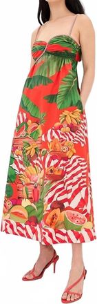 Farm Rio Print Bow Maxi Dress In Fruit Trolley Red