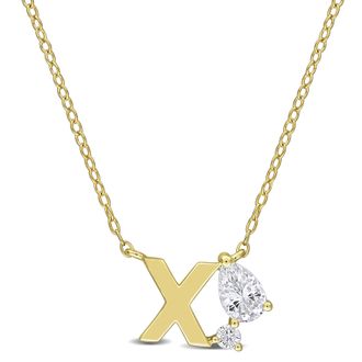 Mimi & Max 3/4ct TGW Created White Sapphire Q Initial Necklace Yellow Plated Sterling Silver