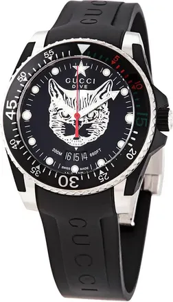 Gucci Dive Quartz Black Dial Black Rubber 40 mm Watch YA136320