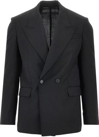 Mars&eacute;m Stretch wool-blend double-breasted jacket Man 48