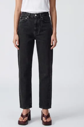 Toteme Jeans straight a vita media in denim di cotone