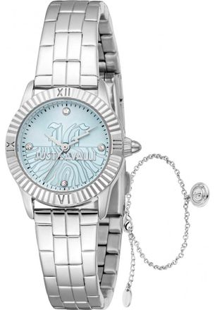 Just Cavalli Womens JC1L328M0045 Ladies Mini Raffinata Watch and Bracelet Gift Set - Silver - One Size