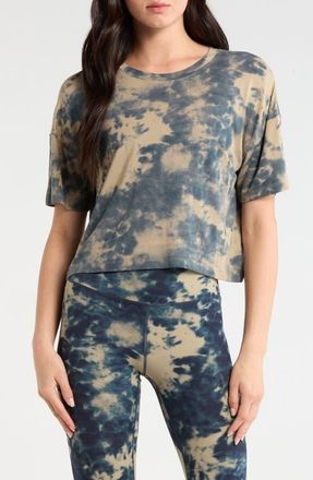 Lord & Taylor Shibori Breeze Crop Boyfriend T-Shirt in Silver Sage Shibori at Nordstrom, Size X-Small