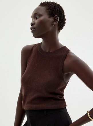 Contemporaine Womens Casual linen-blend sweater vest