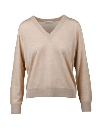 Ballantyne Beige V-Neck Wool Sweater