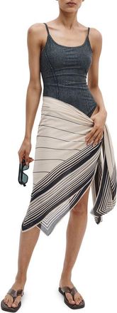Rag & Bone Erina Stripe Scarf in Sand Black Stripe at Nordstrom