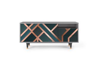 StoryZ Mueble de TV azul-verde 2 cajones y 2 puertas L 125 cm