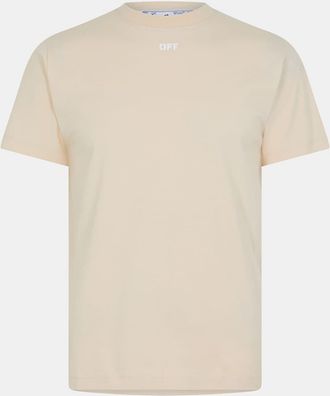 Off-white Mens Off White Regular Fit Lettering Short Sleeve T-Shirt in Beige/White - Size X-Small