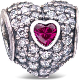 Pandora In My Heart Charm - Clear CZ & Synthetic Ruby