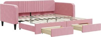 vidaXL Vidaxl - Sof&aacute; Cama Nido Con Cajones Terciopelo Rosa 100x200 Cm