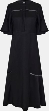 HUGO BOSS Womens Dileina Crew Neck Maxi Skater Dress in Black - Size 4 UK