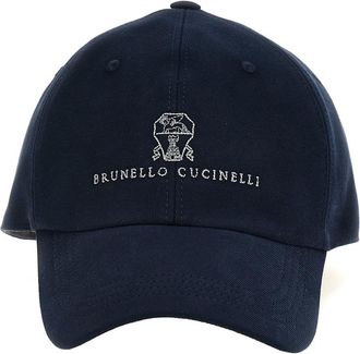 Brunello Cucinelli Blue Logo embroidery cap