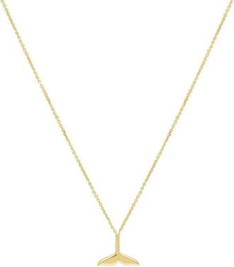 Tresorra 14K Yellow Gold Whale Tail Pendant Necklace