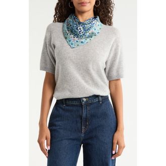 Nordstrom Print Silk Square Scarf in Ditzy Blue Florals at Nordstrom