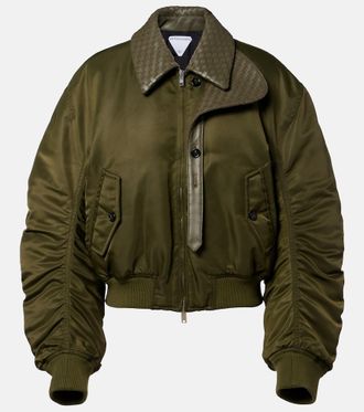Bottega Veneta Intrecciato leather-trimmed bomber jacket