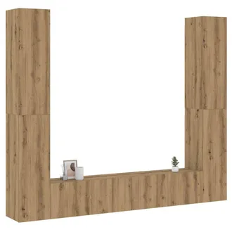 Berkfield Home Wall Mounted TV cabinets 6 pcs Artisan Oak Engineered Wood in Brown
