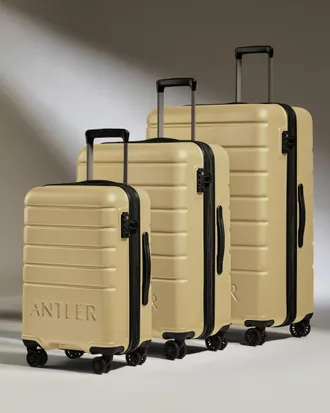 Antler Expandable Suitcase Set In Dark Sand - Logo