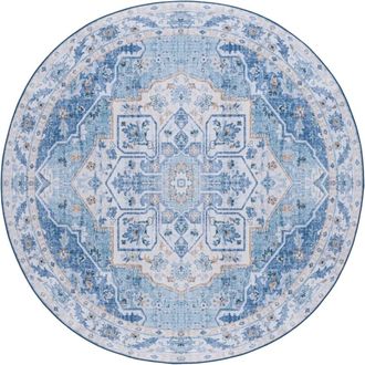 Safavieh Alfombra tradicional de poli&eacute;ster azul, 183 cm