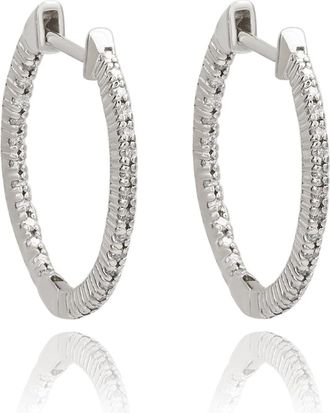 Suzy Levian 14K Rose Gold 3/4cttw TDW Inside Out Diamond Huggie Earrings