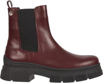 Tommy Hilfiger Preppy Outdoor Lage Laars - Dames - Chelseaboots - Rood - 36 EU - Leer - Schoenen