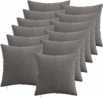 vidaXL Funda De Almohada 12 Pcs Almelo Gris Oscuro 40 X 40 Cm Pana Vidaxl