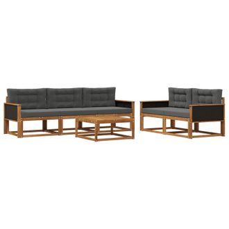 vidaXL Conjunto De Sof&aacute;s De Exterior 6 Pcs Natural Y Antracita Vidaxl