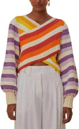 Farm Rio Sunset Stripes Crochet Sweater