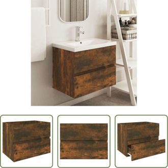 vidaXL Lavabo - Mobile Lavabo Rovere Fumo 60x38,5x45 cm in Legno Multistrato