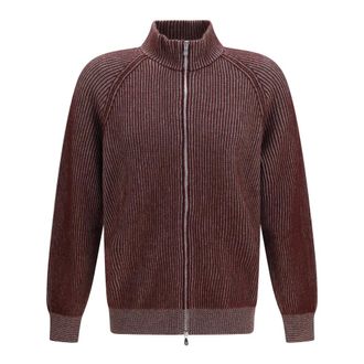 Brunello Cucinelli Vanis&eacute; Kasjmier Vest met Rits en Ribstructuur - Heren - Truien - Bruin - Maat: M Kasjmier