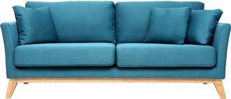 Miliboo Miliboo - Divano Scandinavo A 3 Posti Blu Con Piedi In Legno Oslo