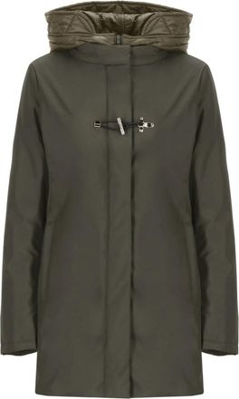 Fay Groene Hoodiejas met Ritssluiting - Dames - Parka Jassen - Groen - S - Jassen