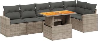 vidaXL Vidaxl - Set De Sof&aacute;s De Jard&iacute;n 7 Piezas Con Cojines Rat&aacute;n Pe Gris