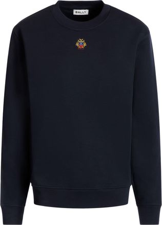 Bally logo-embroidered sweatshirt - women - Elastane/Wool - M - Blue
