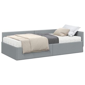vidaXL Estructura De Cama Esquina Con Colch&oacute;n 2 Uds. Gris Claro Vidaxl