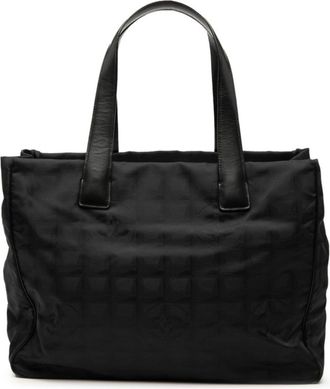 Chanel Black Nylon Leather Handbag Tote Bag (Pre-Owned)