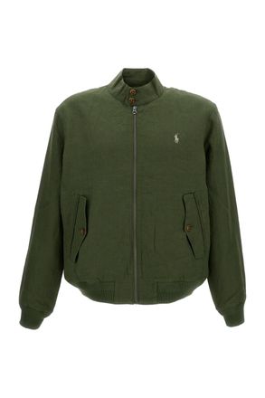 Polo Ralph Lauren Green Linen Short Jacket with Ribbed Cuffs