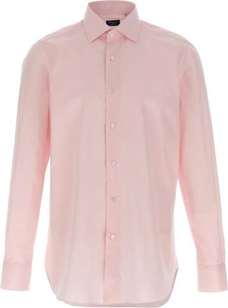 Finamore Napoli Shirt - Heren - Zakelijke Overhemden - Roze - 2XL - Katoen - Overhemden