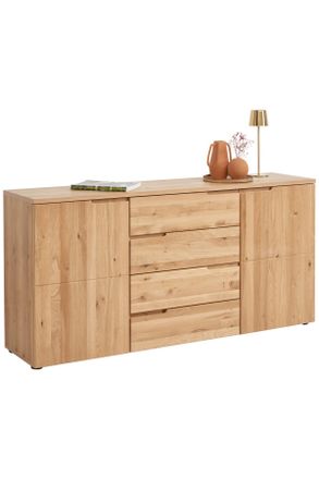 Linea Natura Sideboard, Holzwerkstoff, Eiche, massiv, 2 F&auml;cher, 4 Schublade(n) Schubladen, 165x80x40 cm, Holzm&ouml;bel, Kommoden Holz, Sideboards Holz