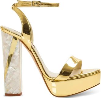 Freya Rose Tyra block-heel sandals - women - Calf Leather/Kid Leather/Calf Leather - 36 - Gold