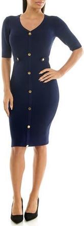 Nina Leonard Ribbed Body-Con Sweater Dress in Navy at Nordstrom Rack, Size X-Large
