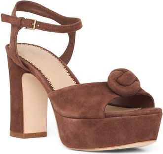 Cinq &agrave; Sept Arianna Suede Platform Sandal in Dark Sepia at Nordstrom, Size 36.5