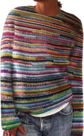 Generic Knitted Jumpers for Women-Christmas Color Block Long Sleeve Knit Jumper Tops,Womens Casual Pullover Sweater Autumn Winter Jumpers for Women Light Purp