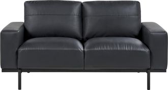 Beliani Sof&aacute; Sala De Estar Moderna 2 Plazas Tapizado Cuero De Imitaci&oacute;n Patas De Metal Negro Sovik