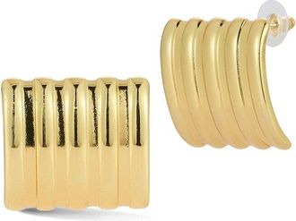 Glaze Jewelry Plated Stainless Steel Ribbed Sculptural Statement Stud Earrings