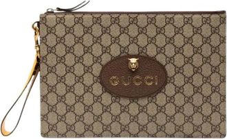 Gucci Pre-owned Clutches, female, Brown, Size: ONE SIZE Pre-owned Canvas Clutch