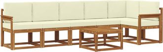 vidaXL Conjunto De Sof&aacute;s De Exterior 7 Uds. Natural Y Crema Vidaxl