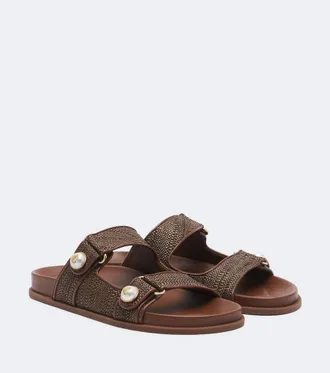 Jimmy Choo London Fayence raffia-effect sandals